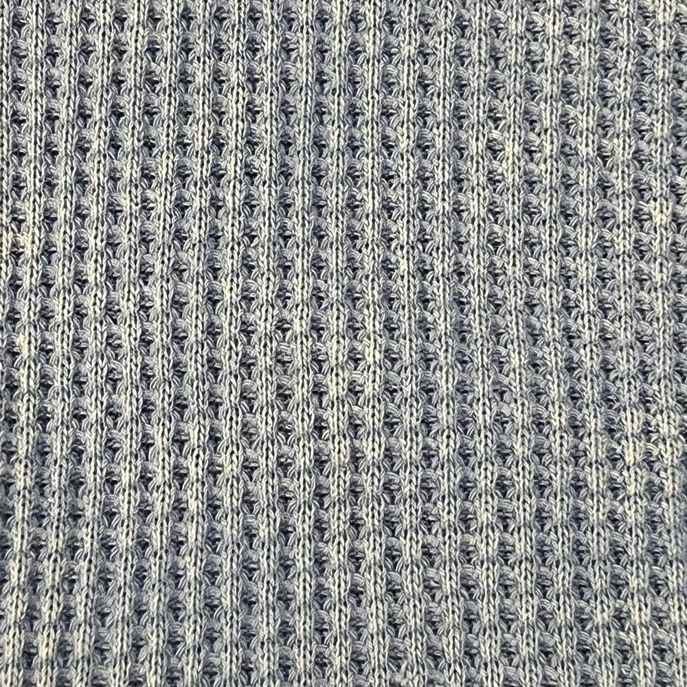 Mystree Light Blue Textured Waffle Knit Zip-Up Hoodie Sweatshirt - Picture 6 of 7